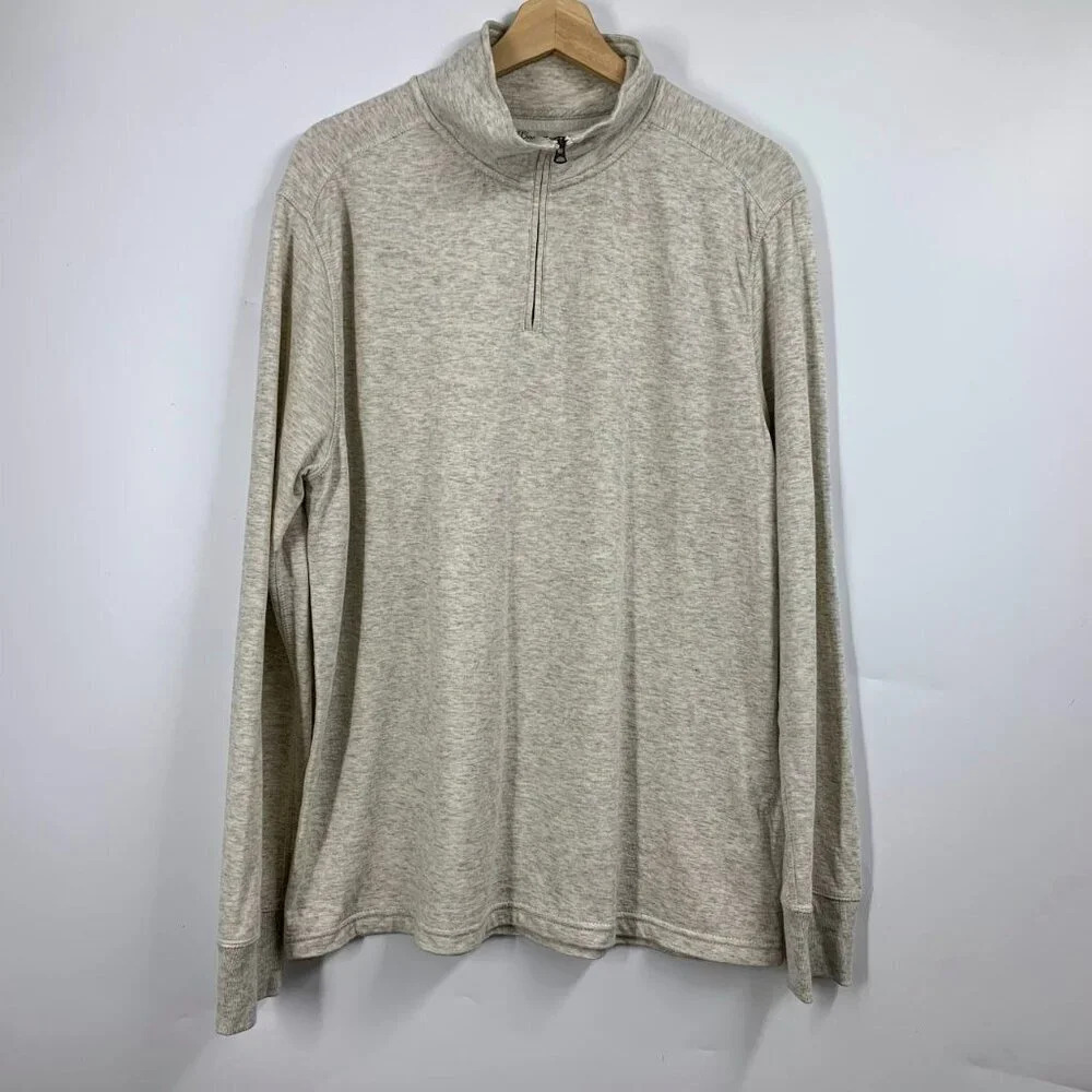 J.Crew‎ Men's Double Knit Half Zip Long Sleeve Cotton Pullover Sweatshirt Size L